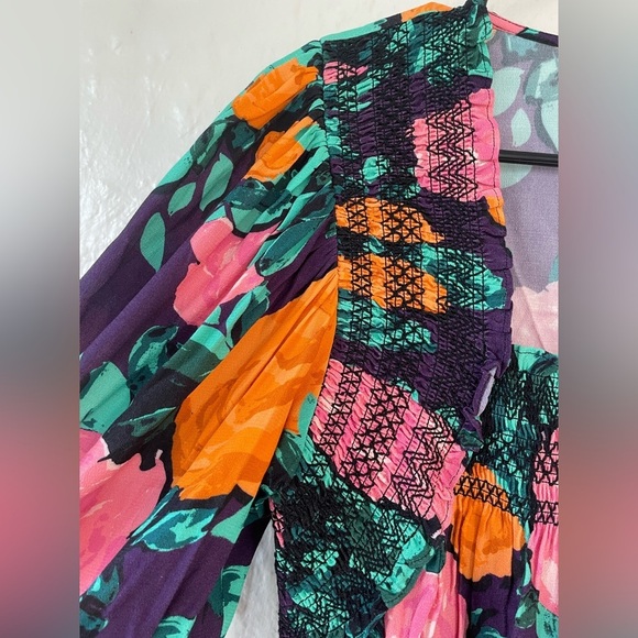 NWT Anthropologie Plenty by Tracy Reese Puff-Sleeved Floral Blouse Pink; size S - Picture 4 of 7